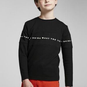 Mayoral Black Long Sleeve Kids Tee with White Text